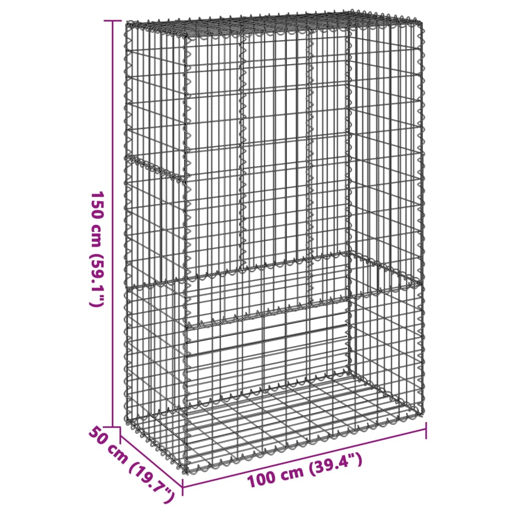 8721102850288_g_en_hd_5 vidaXL Gabion Basket with Cover 100x50x150 cm Galvanised Iron - Image 7