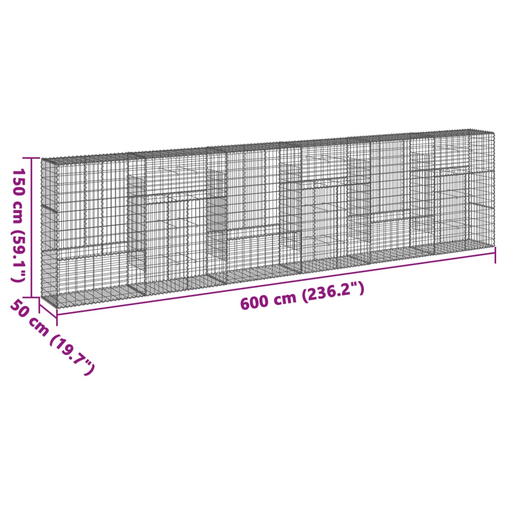 8721102850332_g_en_hd_5 vidaXL Gabion Basket with Cover 600x50x150 cm Galvanised Iron - Image 7