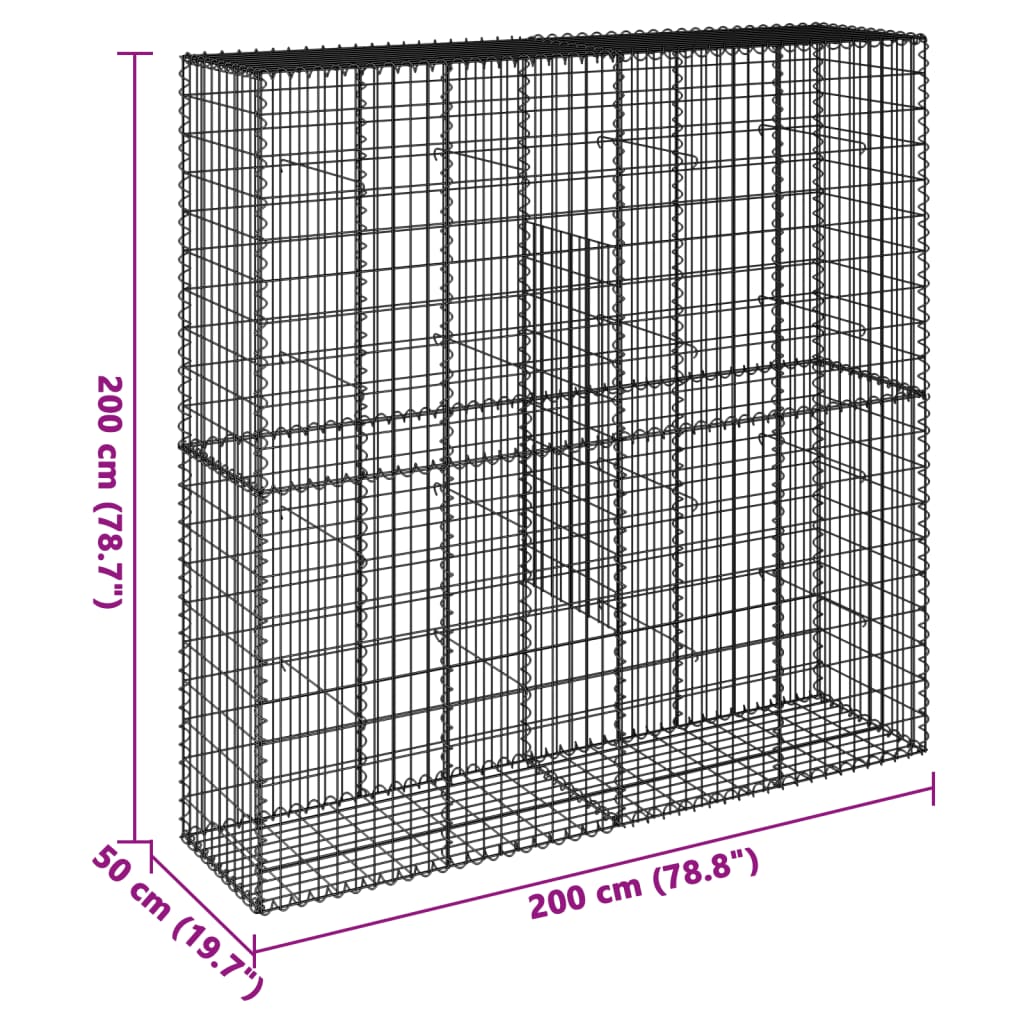 8721102850417_g_en_hd_5 vidaXL Gabion Basket with Cover 200x50x200 cm Galvanised Iron - Image 7