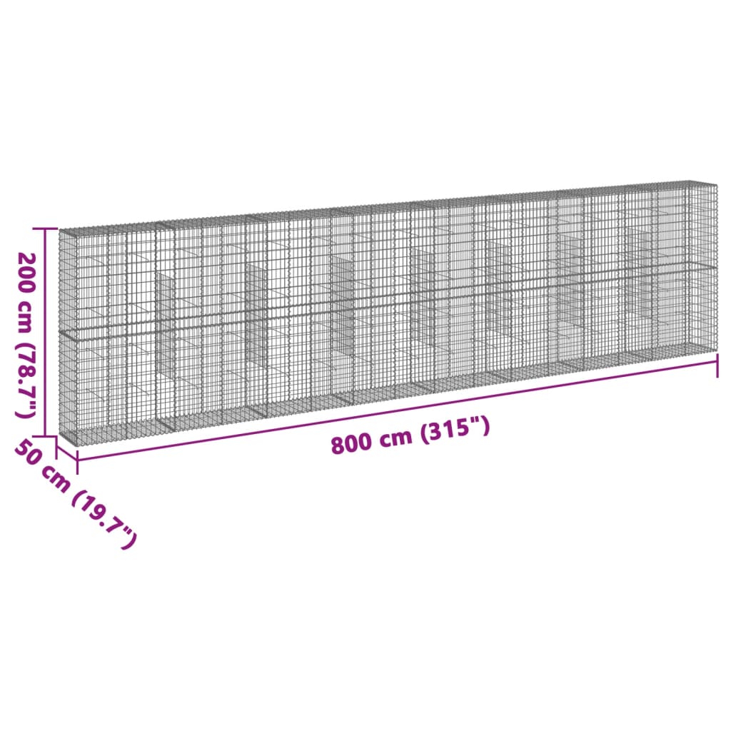 8721102850479_g_en_hd_5 vidaXL Gabion Basket with Cover 800x50x200 cm Galvanised Iron - Image 7