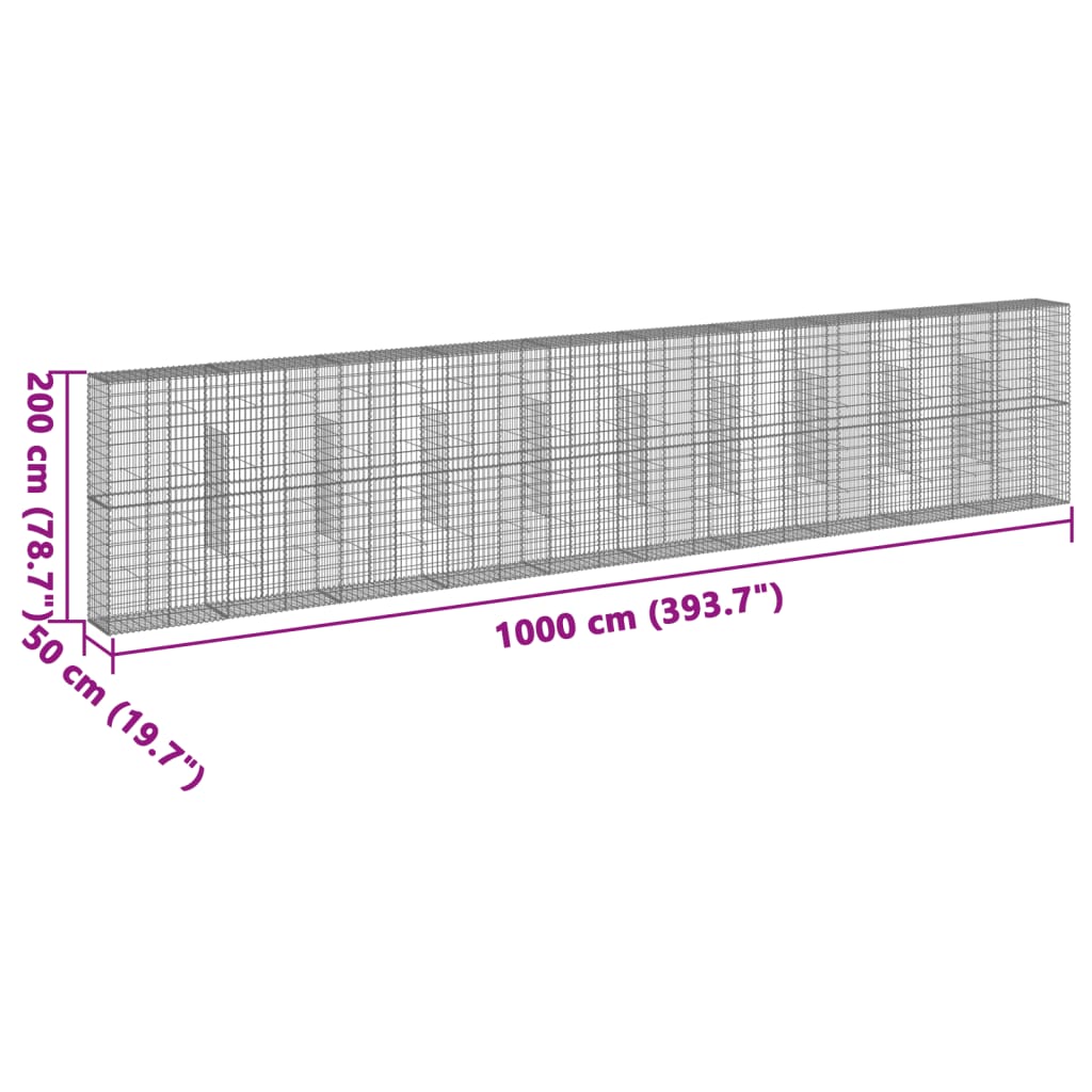 8721102850493_g_en_hd_5 vidaXL Gabion Basket with Cover 1000x50x200 cm Galvanised Iron - Image 7