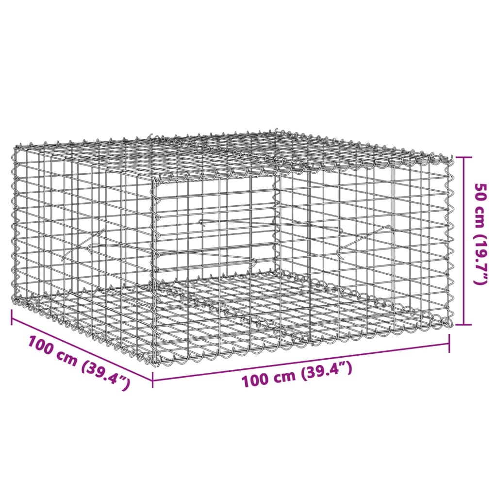 8721102850523_g_en_hd_5 vidaXL Gabion Basket with Cover 100x100x50 cm Galvanised Iron - Image 7