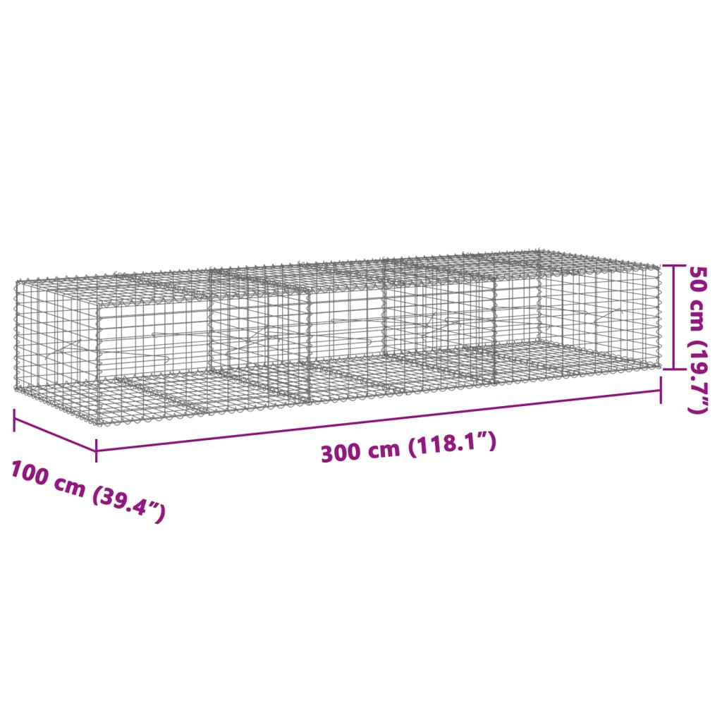 8721102850547_g_en_hd_5 vidaXL Gabion Basket with Cover 300x100x50 cm Galvanised Iron - Image 7