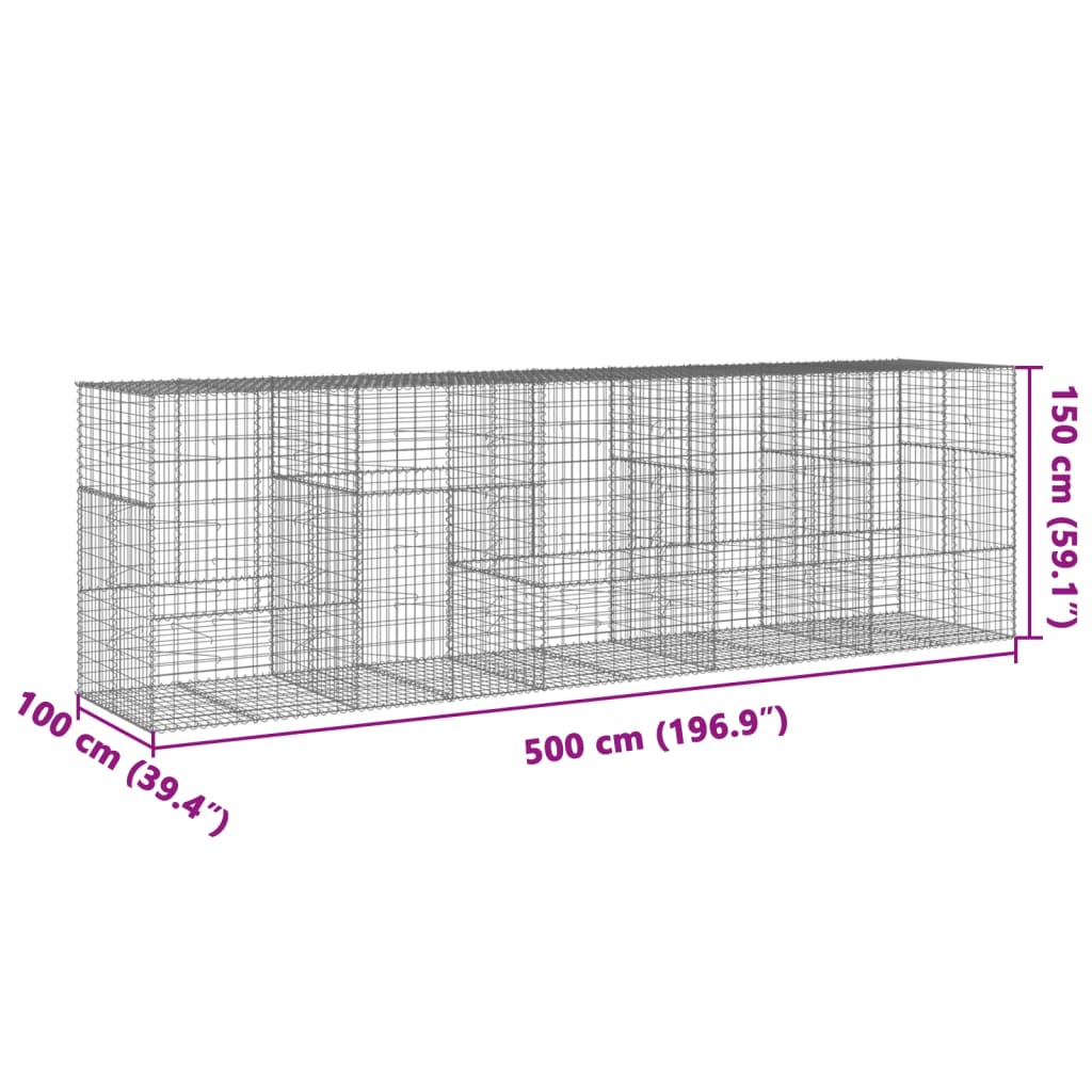8721102850912_g_en_hd_5 vidaXL Gabion Basket with Cover 500x100x150 cm Galvanised Iron - Image 7