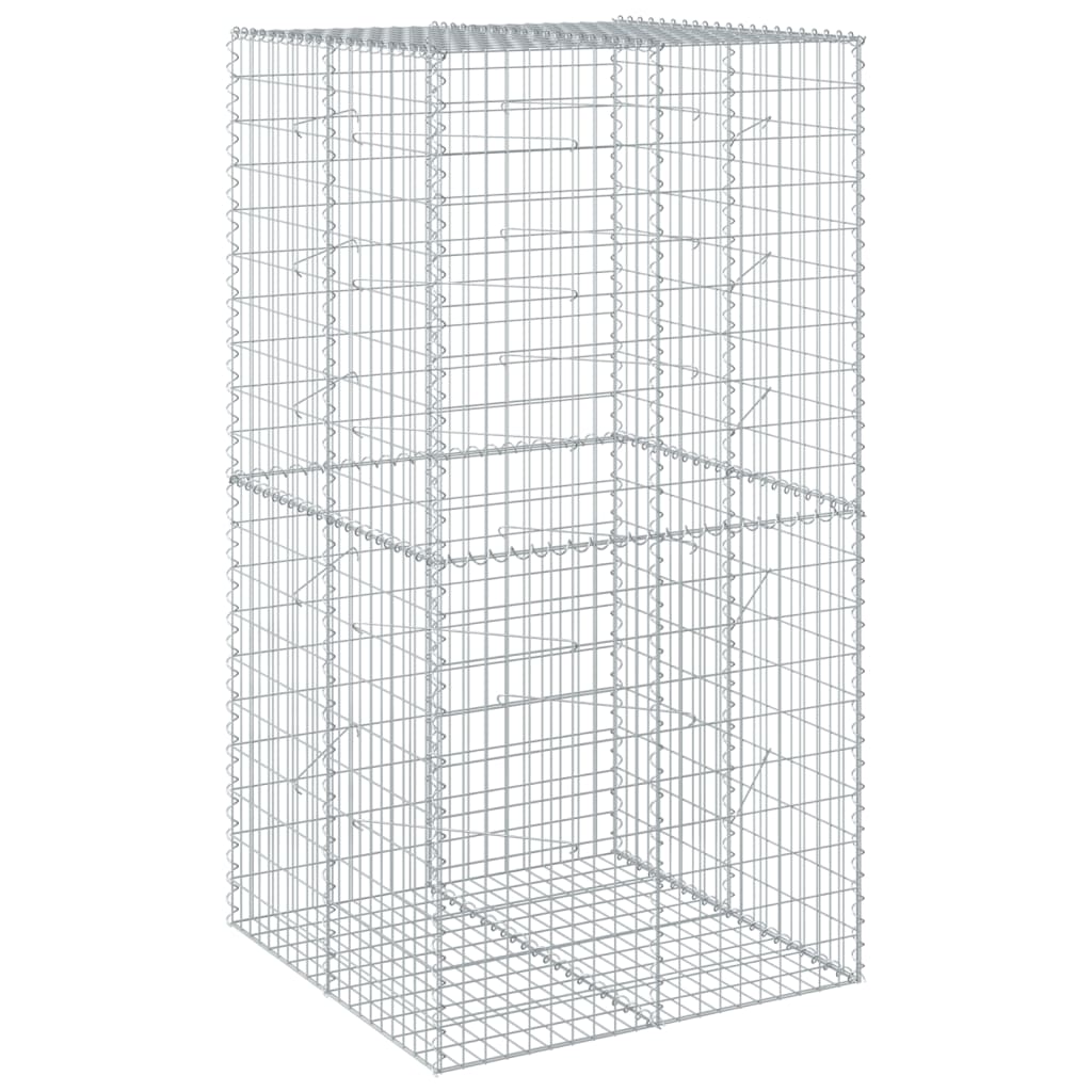 8721102850998_a_en_hd_1 vidaXL Gabion Basket with Cover 100x100x200 cm Galvanised Iron - Image 2