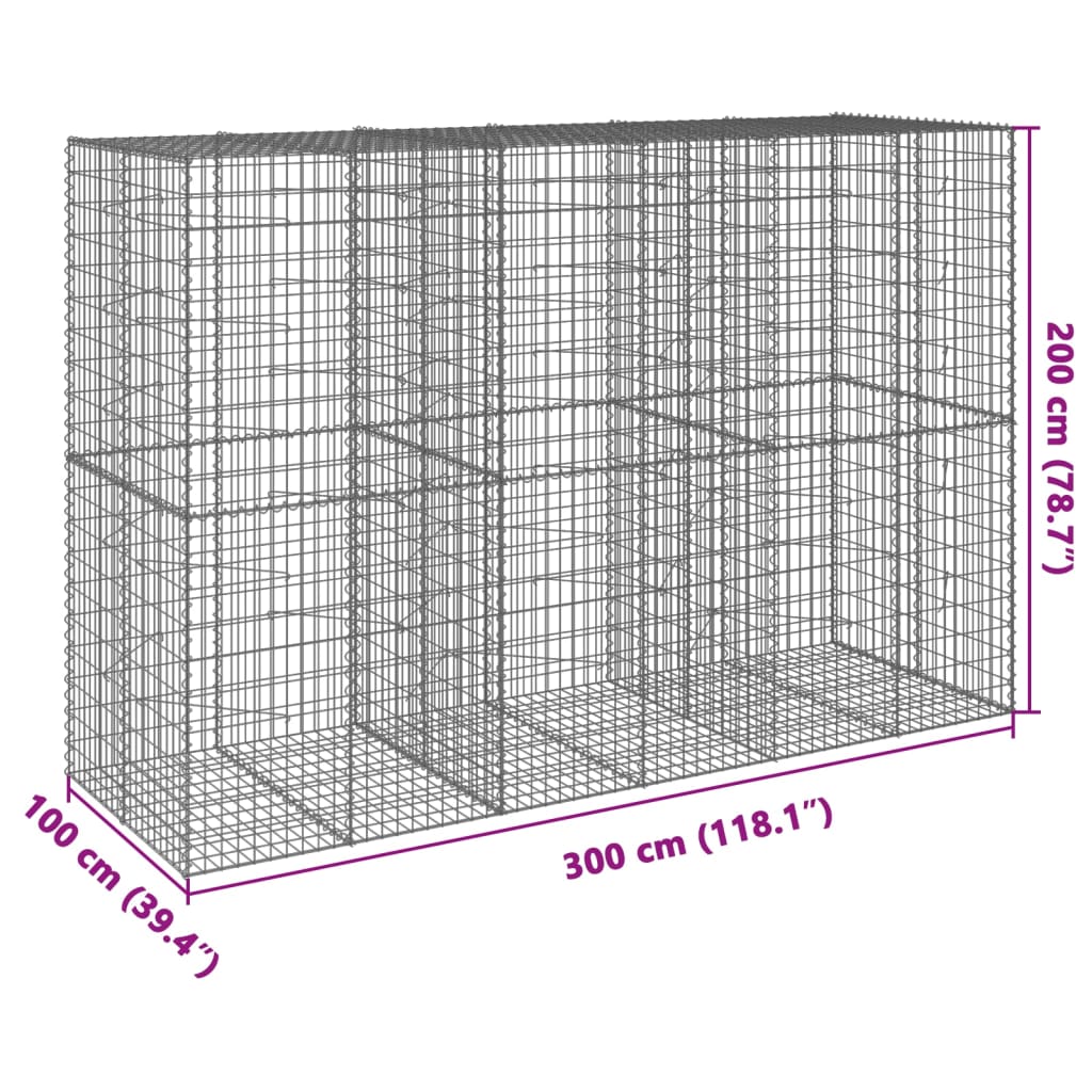 8721102851032_g_en_hd_5 vidaXL Gabion Basket with Cover 300x100x200 cm Galvanised Iron - Image 7