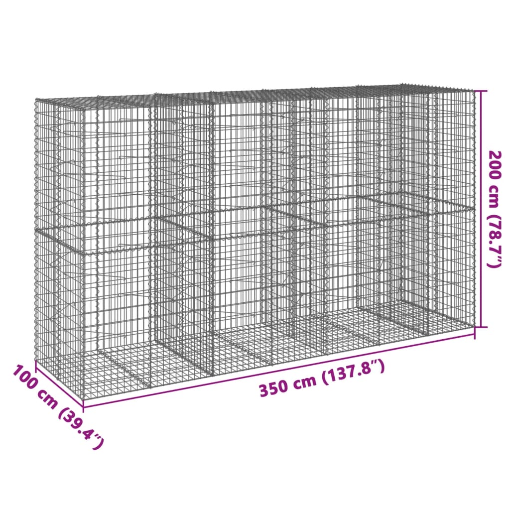 8721102851049_g_en_hd_5 vidaXL Gabion Basket with Cover 350x100x200 cm Galvanised Iron - Image 7