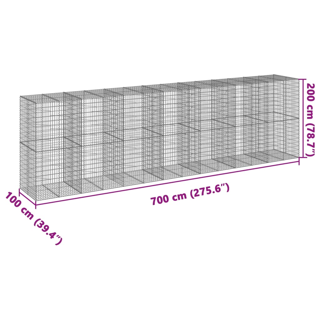 8721102851117_g_en_hd_5 vidaXL Gabion Basket with Cover 700x100x200 cm Galvanised Iron - Image 7