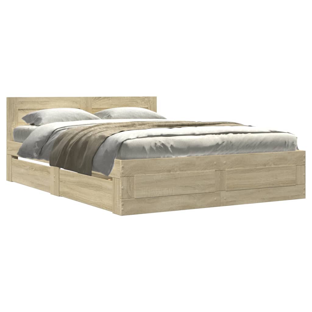 8721102856037_a_en_hd_1 vidaXL Bed Frame with Headboard without Mattress Sonoma Oak 135x190 cm - Image 2