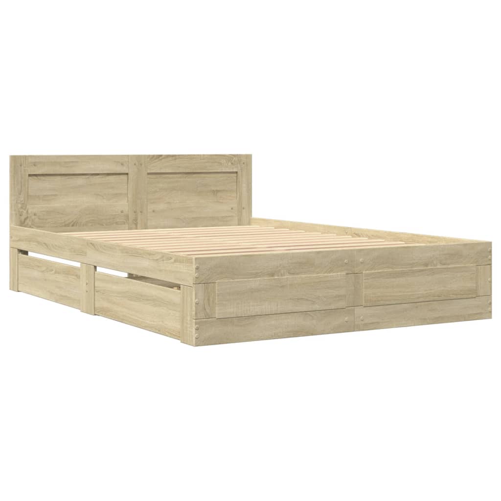8721102856037_g_en_hd_1 vidaXL Bed Frame with Headboard without Mattress Sonoma Oak 135x190 cm - Image 3