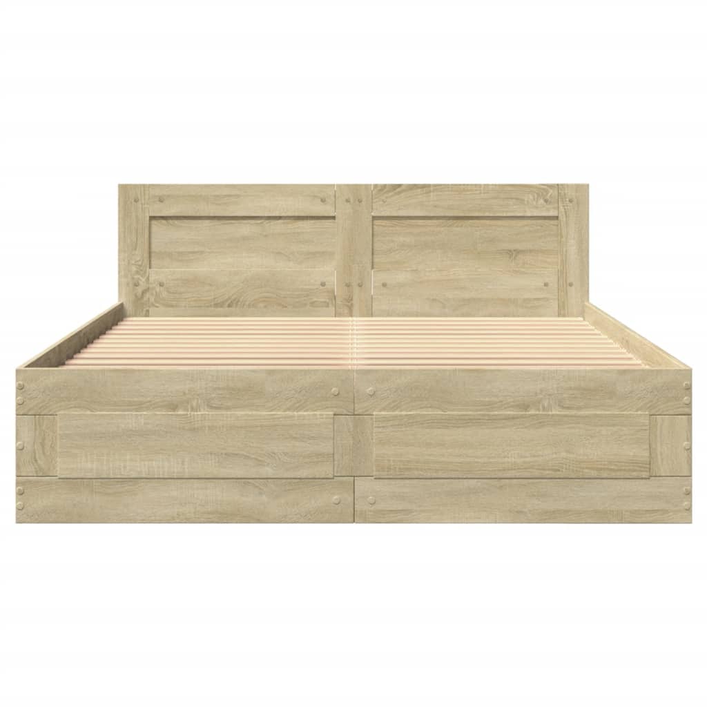 8721102856037_g_en_hd_3 vidaXL Bed Frame with Headboard without Mattress Sonoma Oak 135x190 cm - Image 5