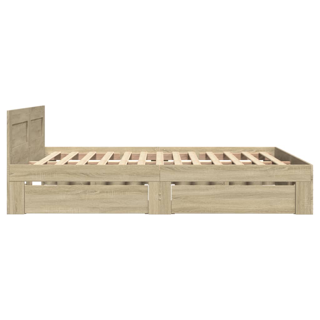 8721102856037_g_en_hd_4 vidaXL Bed Frame with Headboard without Mattress Sonoma Oak 135x190 cm - Image 6