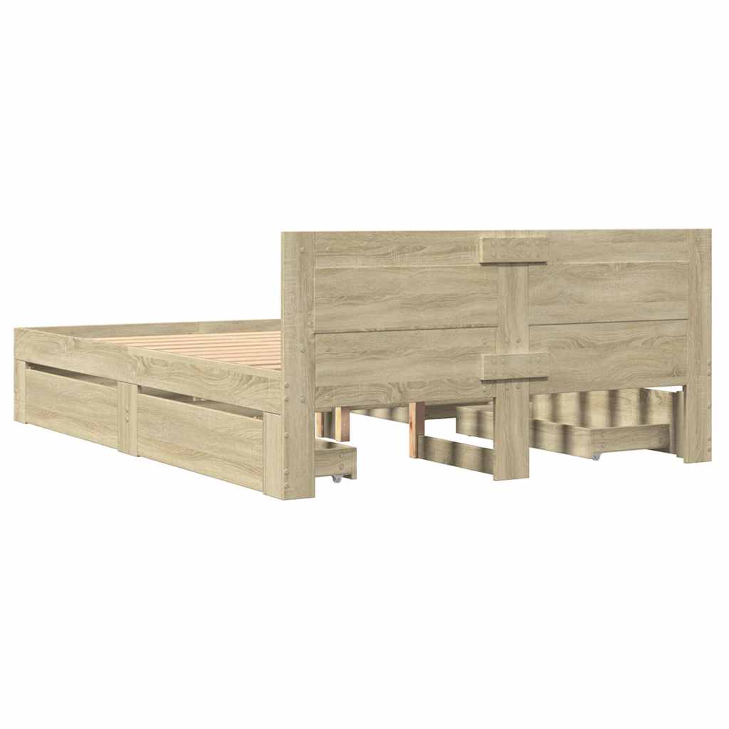 8721102856037_g_en_hd_5 vidaXL Bed Frame with Headboard without Mattress Sonoma Oak 135x190 cm - Image 7
