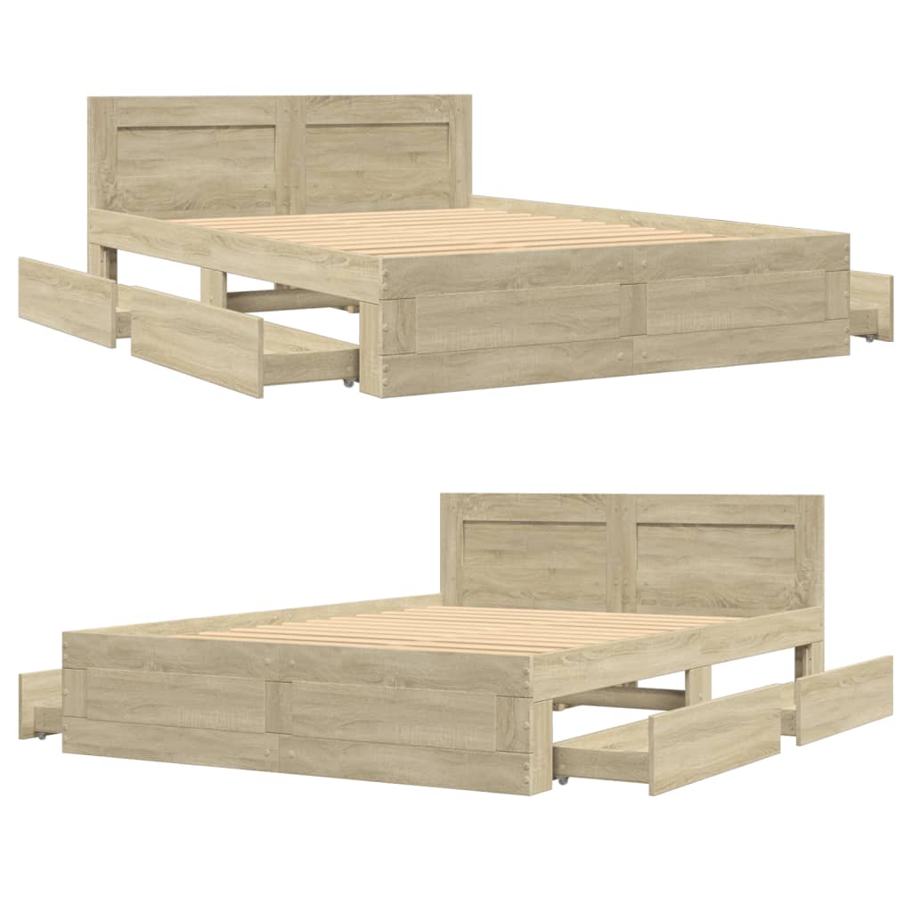 8721102856037_g_en_hd_6 vidaXL Bed Frame with Headboard without Mattress Sonoma Oak 135x190 cm - Image 8