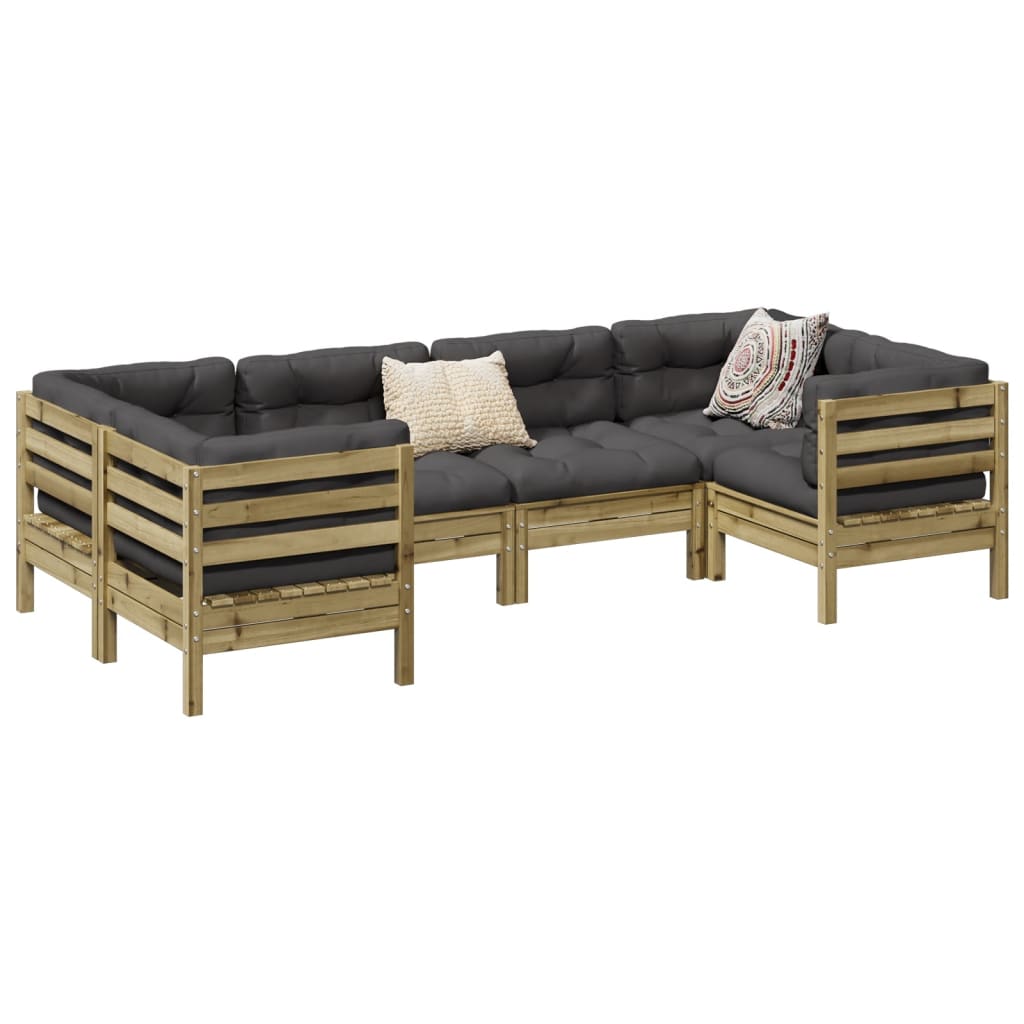 8721102902659_m_en_hd_1 vidaXL 6 Piece Garden Sofa Set with Cushions Impregnated Wood Pine - Image 1