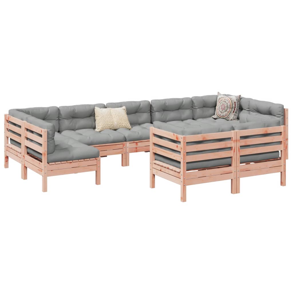 vidaXL 9 Piece Garden Sofa Set with Cushions Solid Wood Douglas Fir
