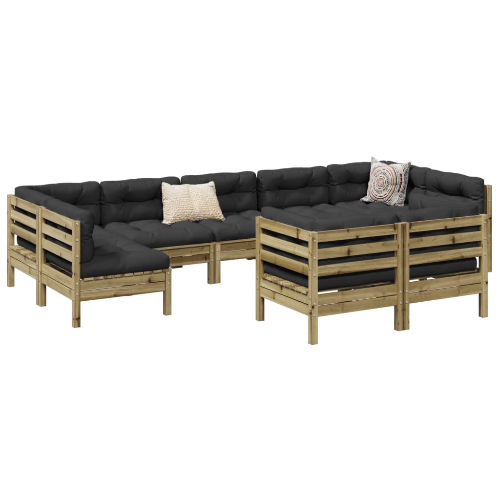 vidaXL 9 Piece Garden Sofa Set with Cushions Impregnated Wood Pine