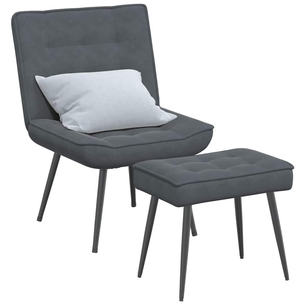 8721102928246_m_en_hd_1 vidaXL Relaxing Chair with Stool Dark Grey Velvet - Image 1