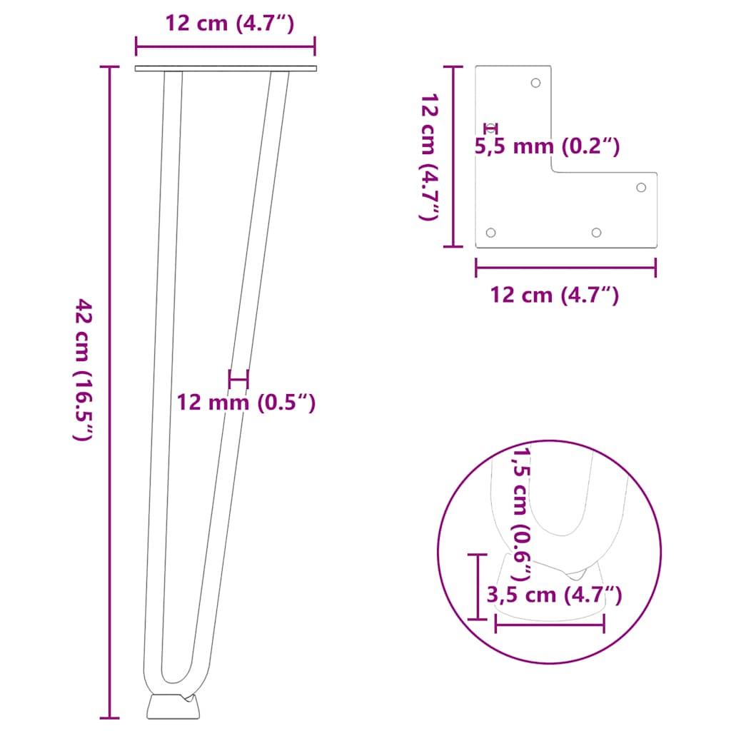 8721102955853_g_en_hd_9 vidaXL Hairpin Legs for Coffee Table 4 pcs Black 42 cm Solid Steel - Image 10