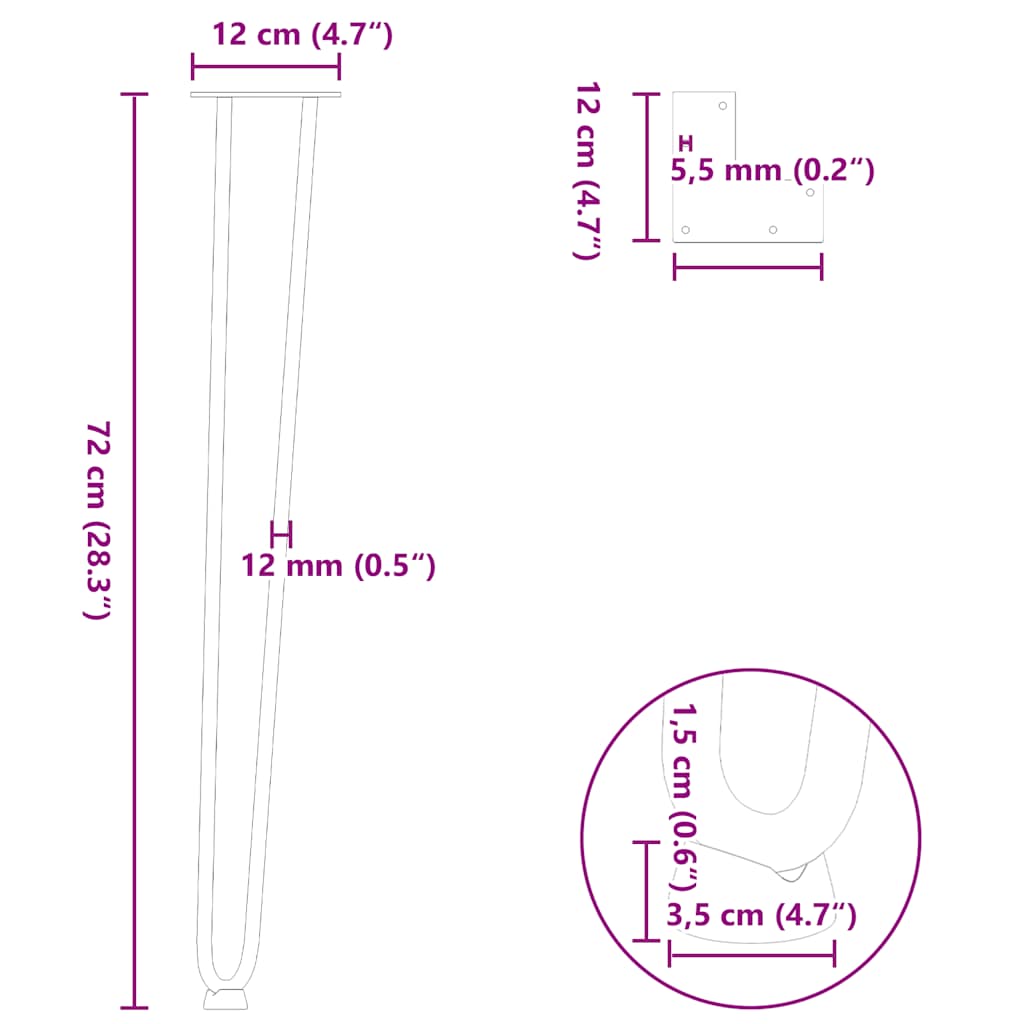 8721102955891_g_en_hd_9 vidaXL hairpin legs for console tables for Console Table 4 pcs Black 72 cm Solid Steel - Image 10