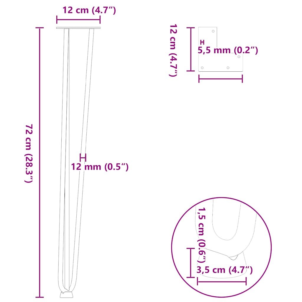 8721102956096_g_en_hd_9 vidaXL hairpin legs for console tables for Console Table 4 pcs Black 72 cm Solid Steel - Image 10