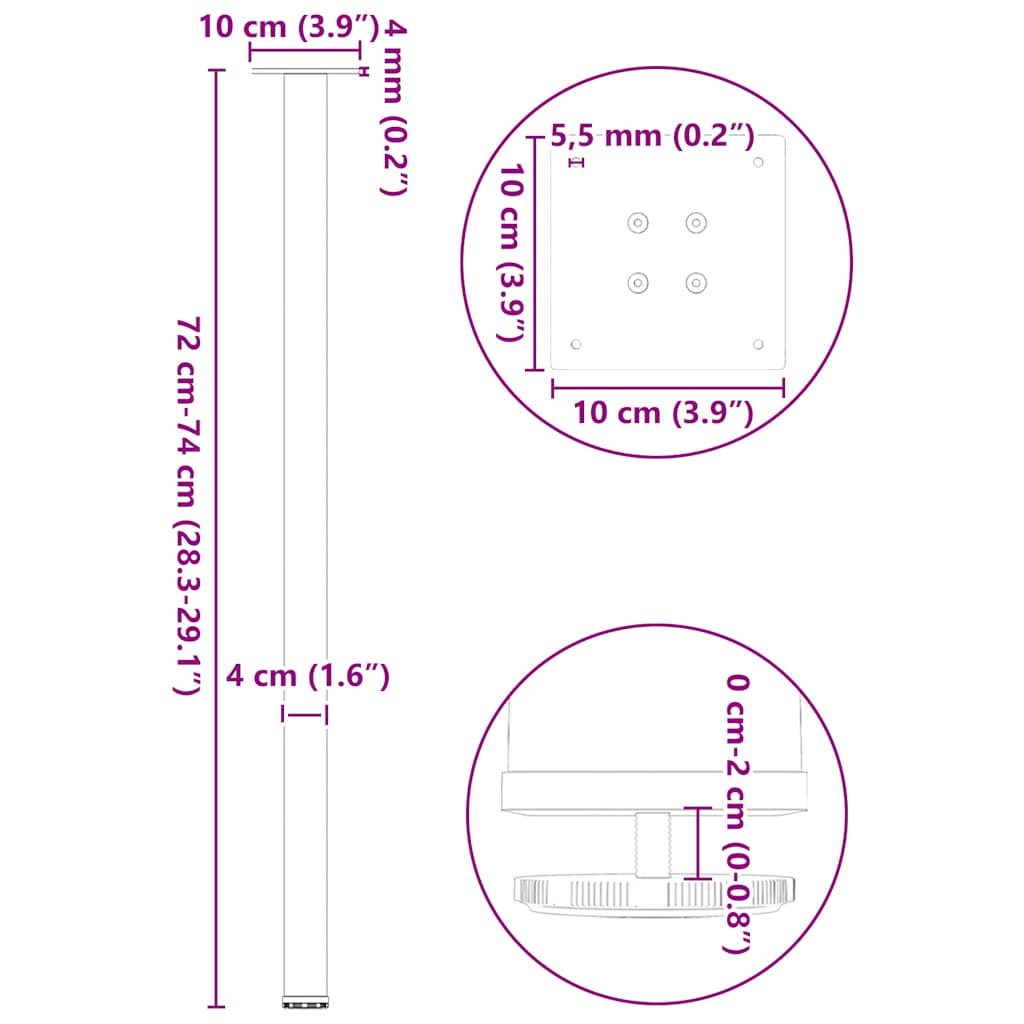 8721102956218_g_en_hd_9 vidaXL Console Table Legs 4 pcs Black 72-74 cm Steel - Image 10
