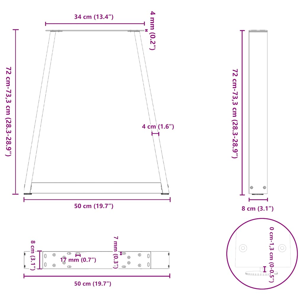 8721102957253_g_en_hd_9 vidaXL Dining Table Legs V-Shape 2 pcs Black 50x(72-73.3) cm Steel - Image 10