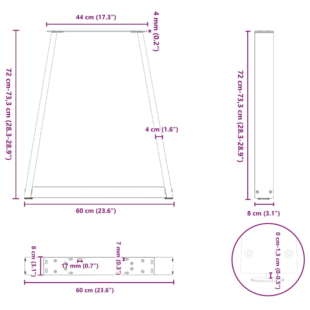 8721102957291_g_en_hd_9 vidaXL Dining Table Legs V-Shape 2 pcs Black 60x(72-73.3) cm Steel - Image 10