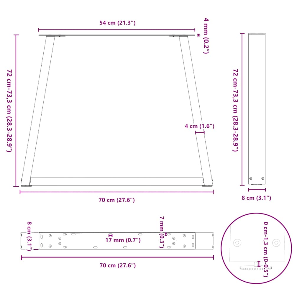 8721102957338_g_en_hd_9 vidaXL Dining Table Legs V-Shape 2 pcs Black 70x(72-73.3) cm Steel - Image 10