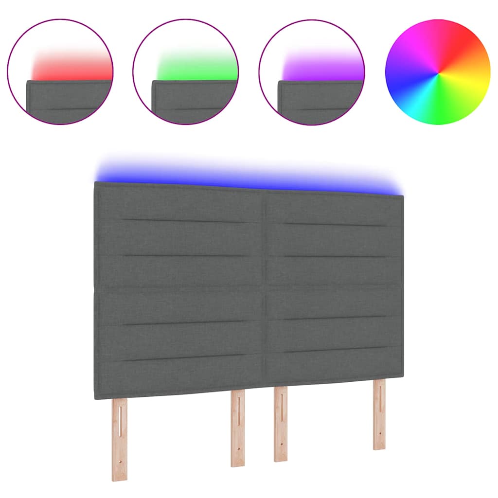 8721158203410_wbg-wa_en_hd_1 vidaXL LED Headboard with LED Strip Lights Dark grey 160 cm Fabric - Image 3
