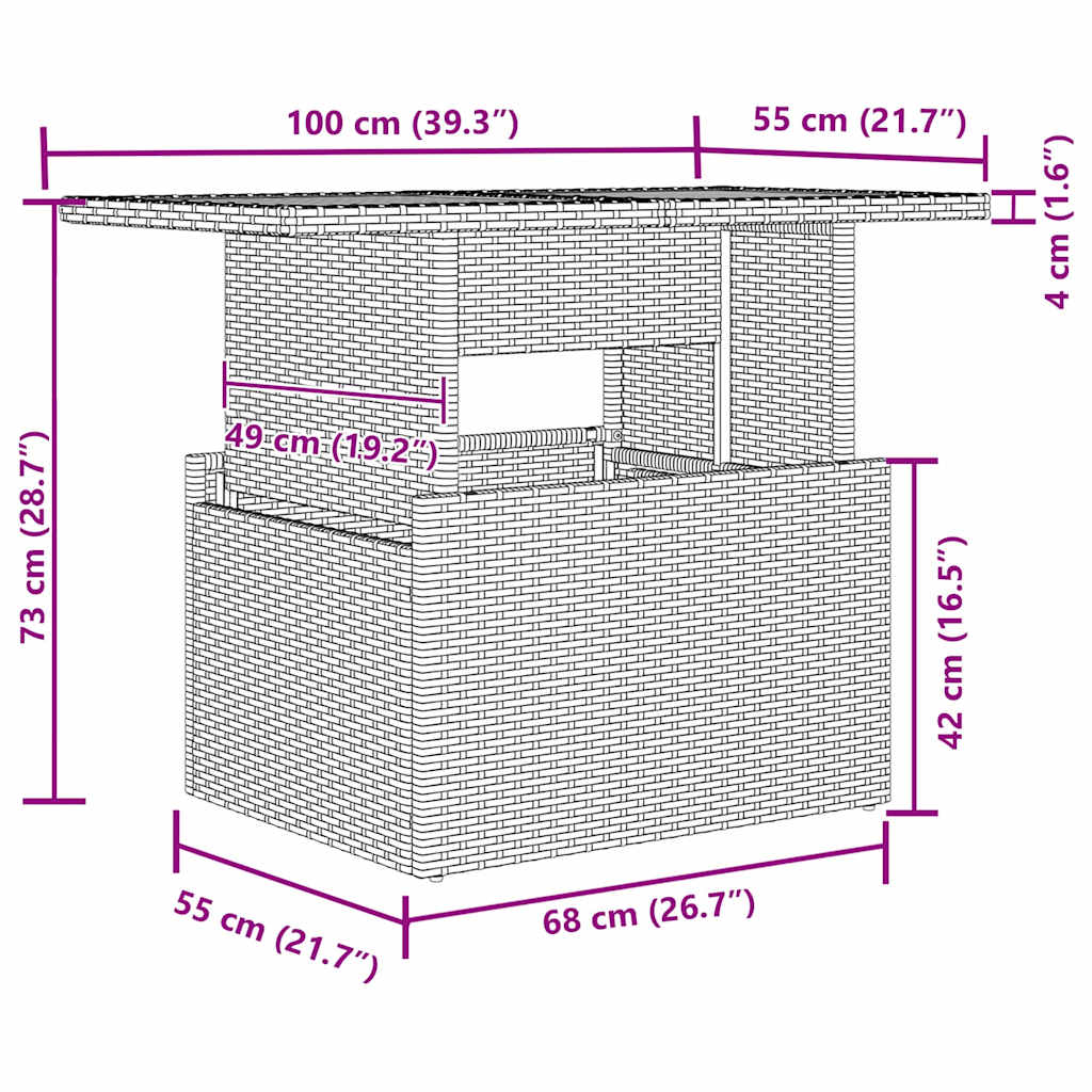 8721158230010_wbg-siz_en_hd_3 vidaXL Garden Dining Set Manual 11 pcs Grey and Brown 100 x 55 x 73 cm - Image 13