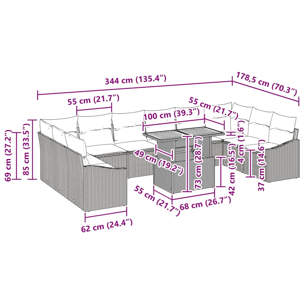 8721158230041_wbg-siz_en_hd_1 vidaXL Garden Dining Set 11 pcs Black and Brown 100 x 55 x 73 cm - Image 11