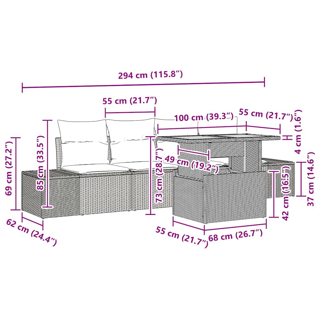 8721158230119_wbg-siz_en_hd_1 vidaXL Garden Dining Set Manual 5 pcs Black and Brown 100 x 55 x 73 cm - Image 10