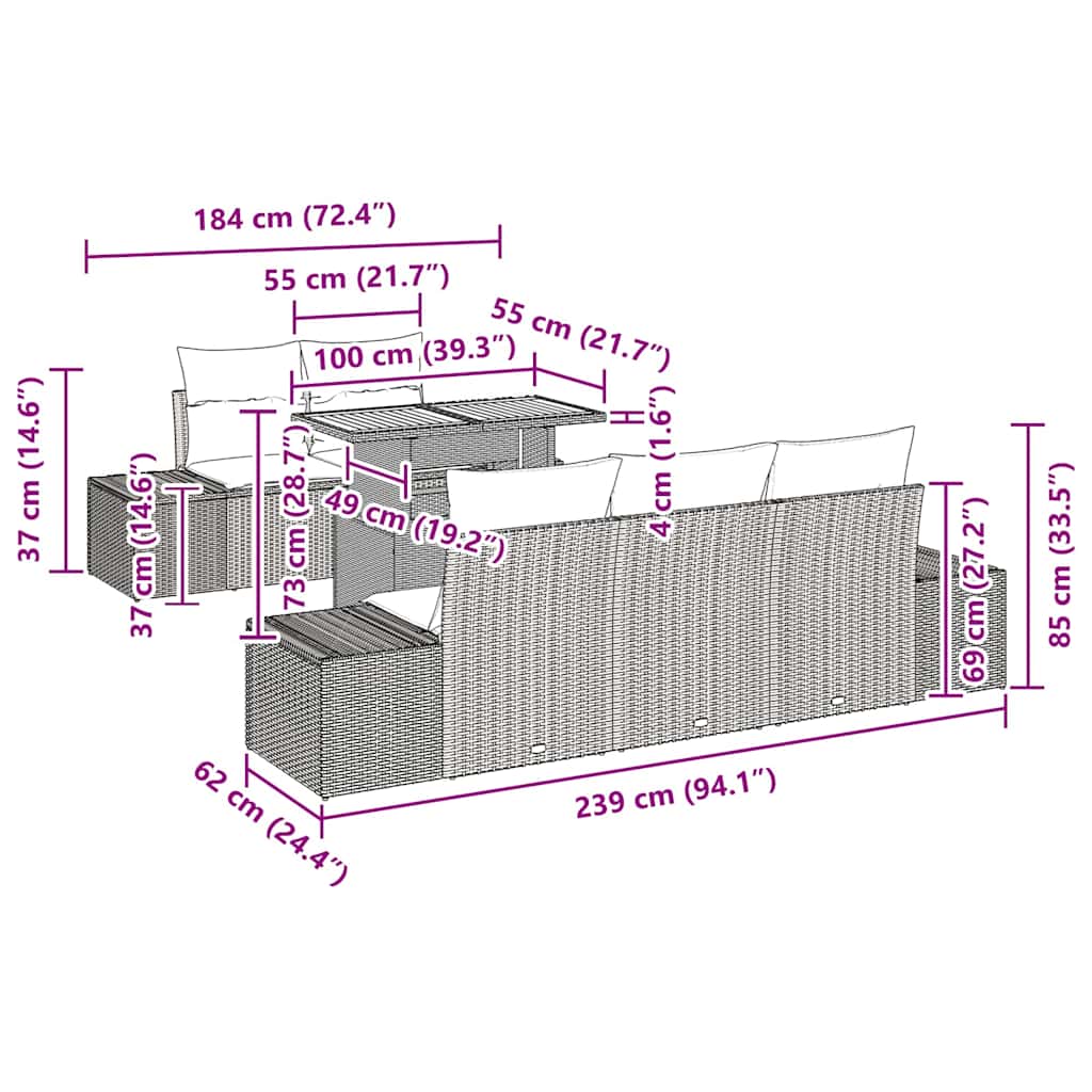 8721158230188_wbg-siz_en_hd_1 vidaXL Garden Dining Set Manual 6 pcs Black and Brown 100 x 55 x 73 cm - Image 10