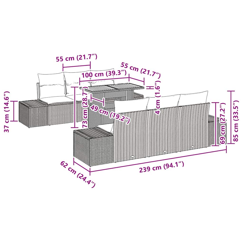 8721158230256_wbg-siz_en_hd_1 vidaXL Garden Dining Set Manual 7 pcs Black and Brown 100 x 55 x 73 cm - Image 9