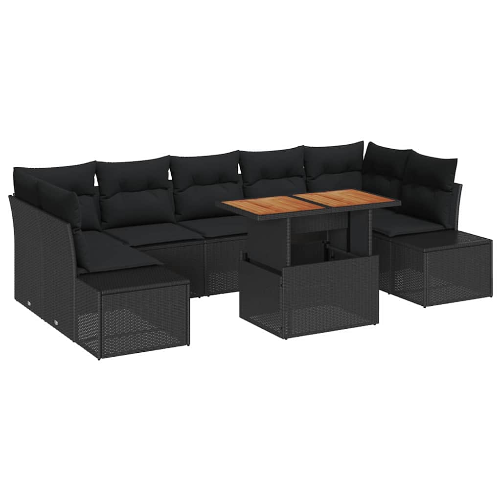 8721158230461_wbg-an-m_en_hd_5 vidaXL Garden Dining Set Manual 8 pcs Black and Brown 100 x 55 x 73 cm - Image 2