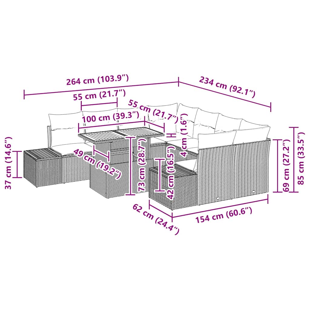 8721158230607_wbg-siz_en_hd_1 vidaXL Garden Dining Set Manual 9 pcs Black and Brown 100 x 55 x 73 cm - Image 11