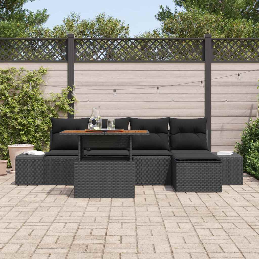 8721158230676_mo-im_en_hd_2 vidaXL Garden Dining Set with Cushion 6 pcs Black and Brown - Image 3