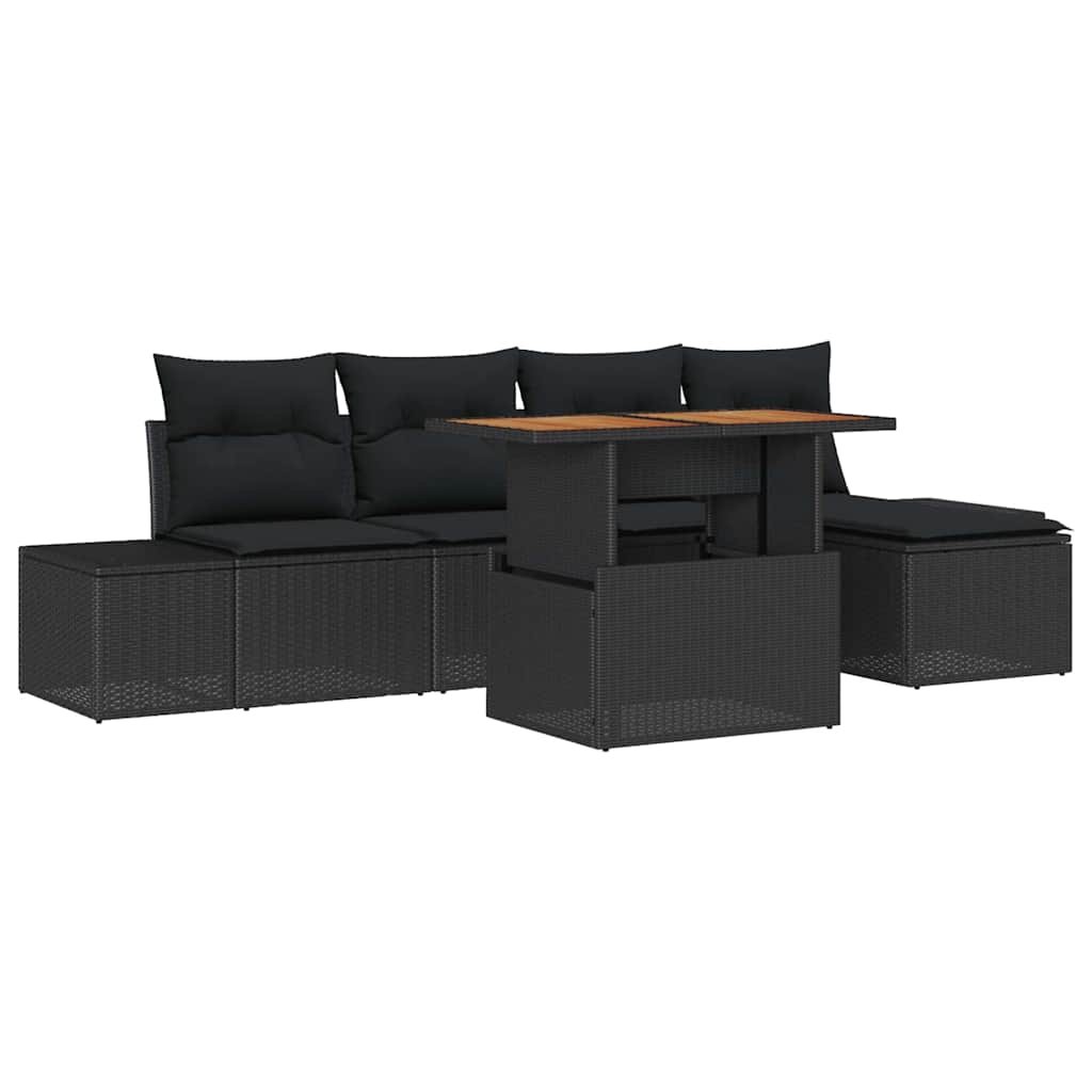 8721158230676_wbg-an-m_en_hd_5 vidaXL Garden Dining Set with Cushion 6 pcs Black and Brown - Image 2