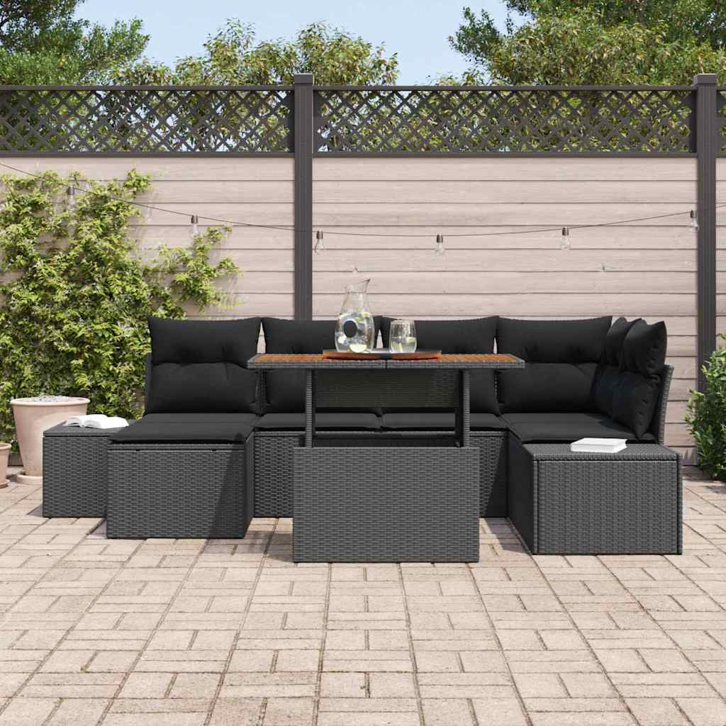 8721158231024_mo-im_en_hd_2 vidaXL Garden Dining Set with Cushion 7 pcs Black and Brown - Image 3