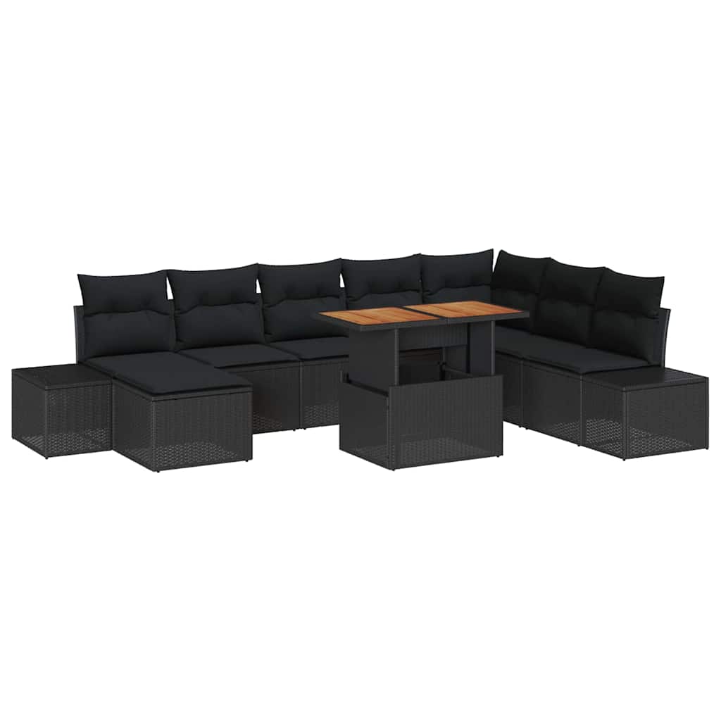 8721158231161_wbg-an-m_en_hd_6 vidaXL Garden Dining Set with Cushion 9 pcs Black and Brown - Image 2