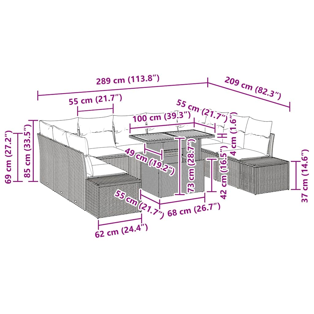 8721158231239_wbg-siz_en_hd_1 vidaXL Garden Dining Set 10 pcs Black and Brown 100 x 55 x 73 cm - Image 11