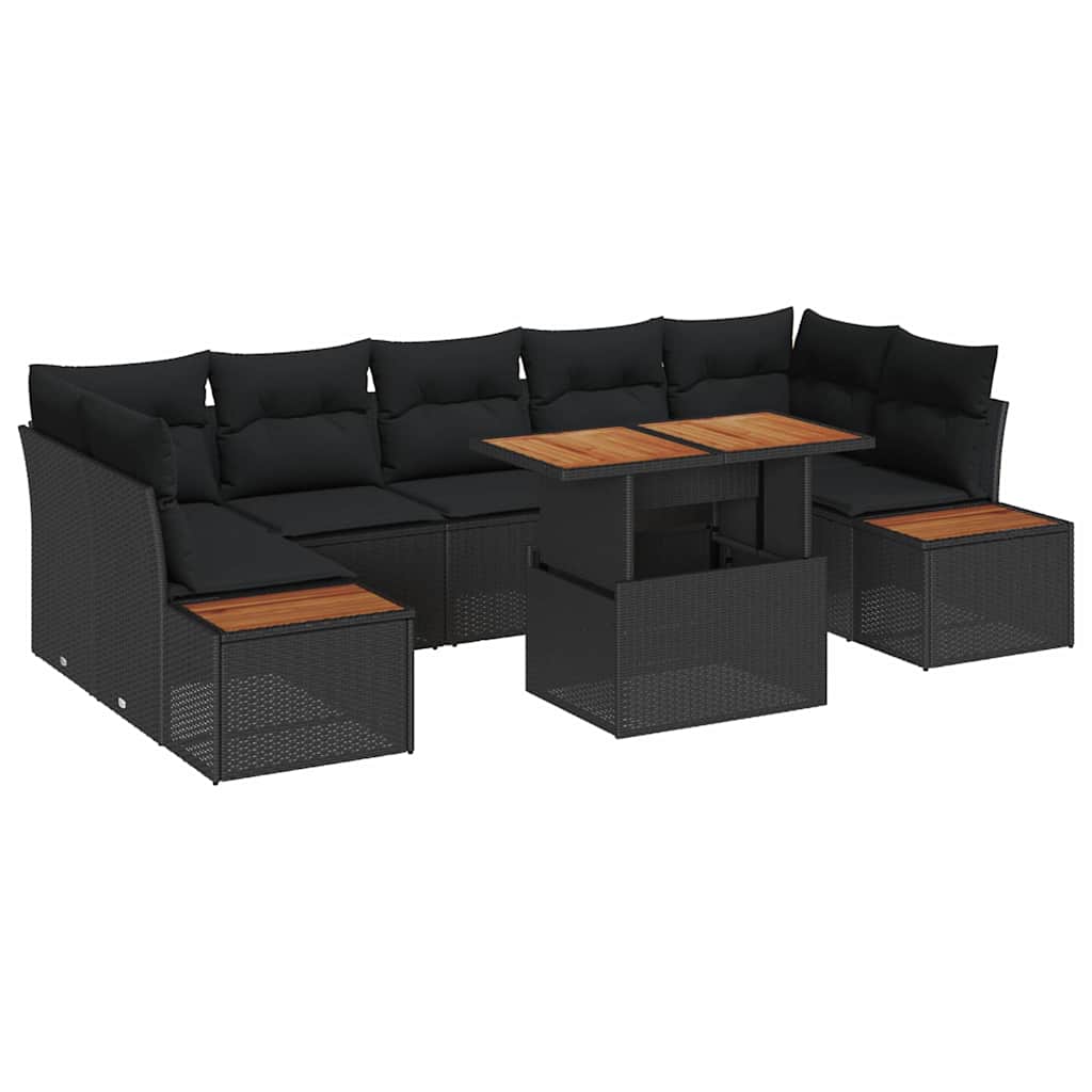 8721158231598_wbg-an-m_en_hd_5 vidaXL Garden Dining Set Manual 8 pcs Black and Brown 100 x 55 x 73 cm - Image 2