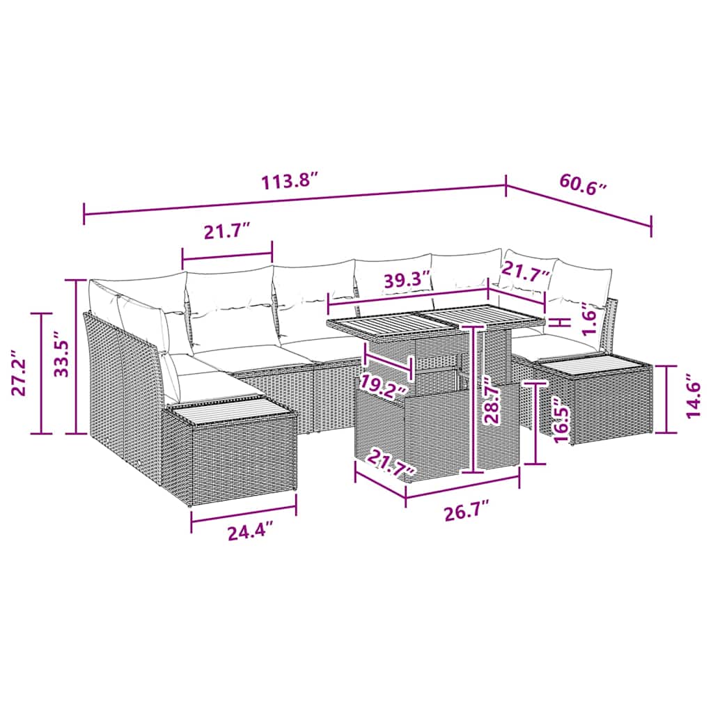 8721158231598_wbg-siz_en_hd_1 vidaXL Garden Dining Set Manual 8 pcs Black and Brown 100 x 55 x 73 cm - Image 11