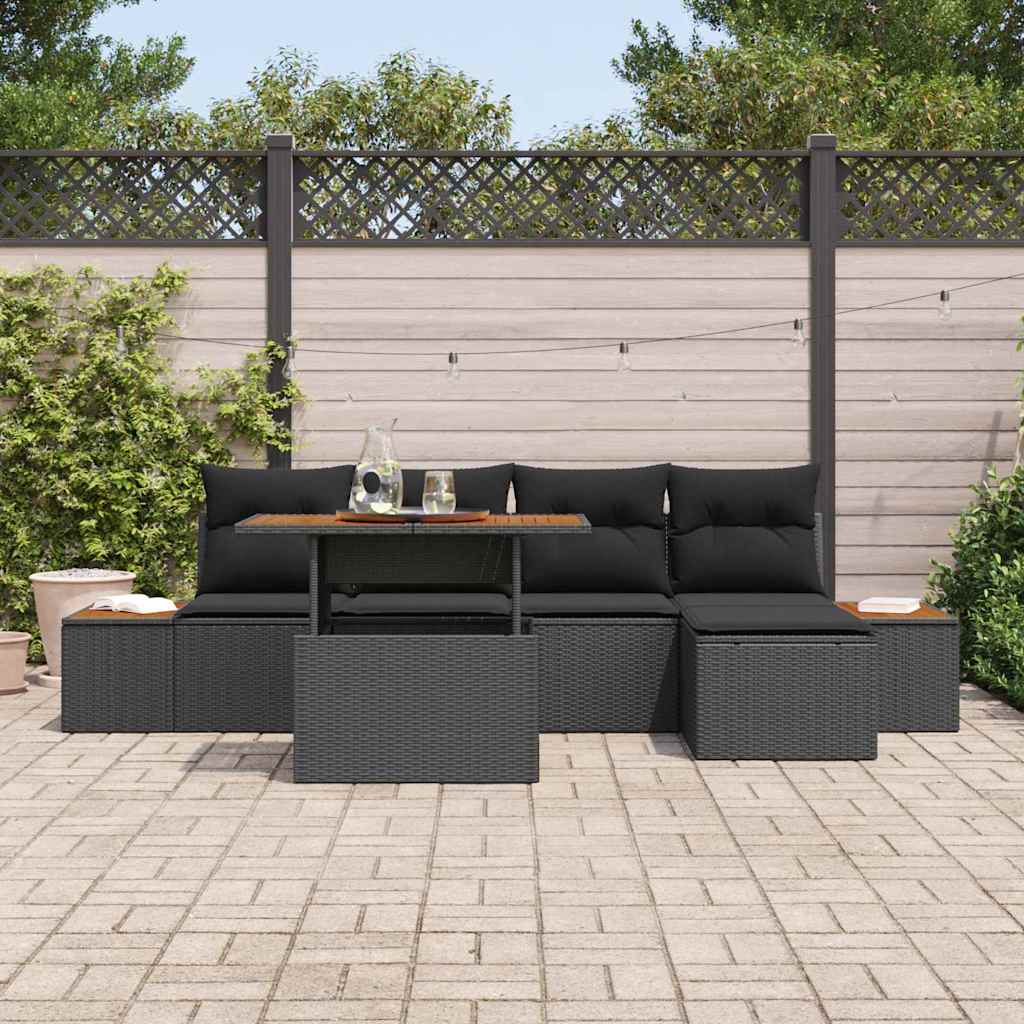 8721158231741_mo-im_en_hd_2 vidaXL Garden Dining Set with Cushion 6 pcs Black and Brown - Image 3