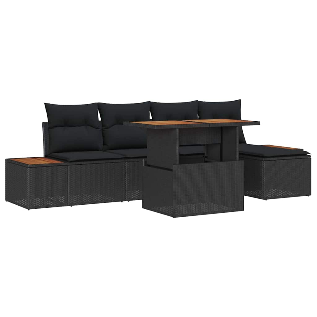 8721158231741_wbg-an-m_en_hd_5 vidaXL Garden Dining Set with Cushion 6 pcs Black and Brown - Image 2