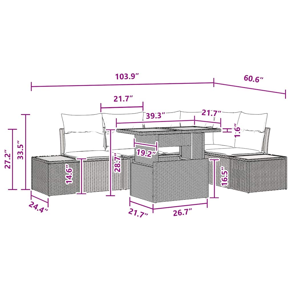 8721158231840_wbg-siz_en_hd_1 vidaXL Garden Dining Set Manual 6 pcs Black and Brown 100 x 55 x 73 cm - Image 11