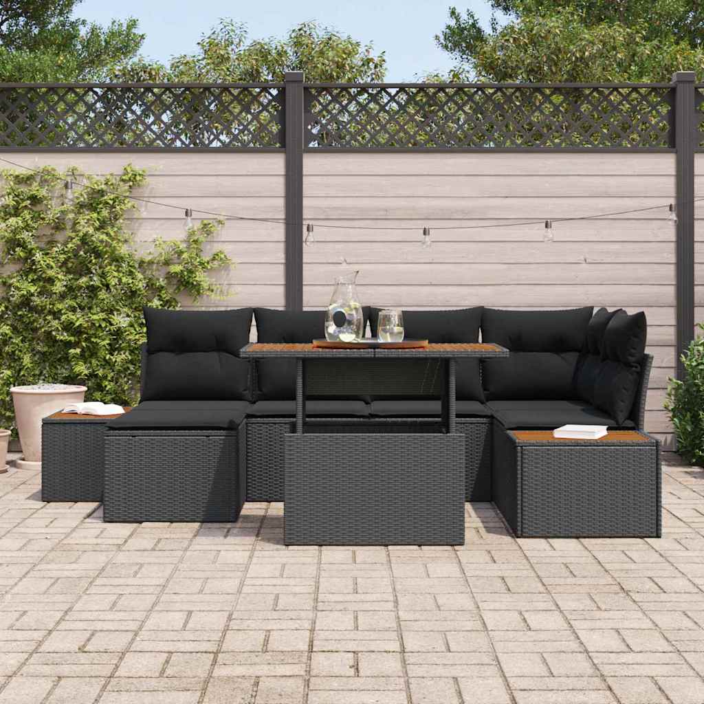 8721158231994_mo-im_en_hd_2 vidaXL Garden Dining Set with Cushion 7 pcs Black and Brown - Image 3