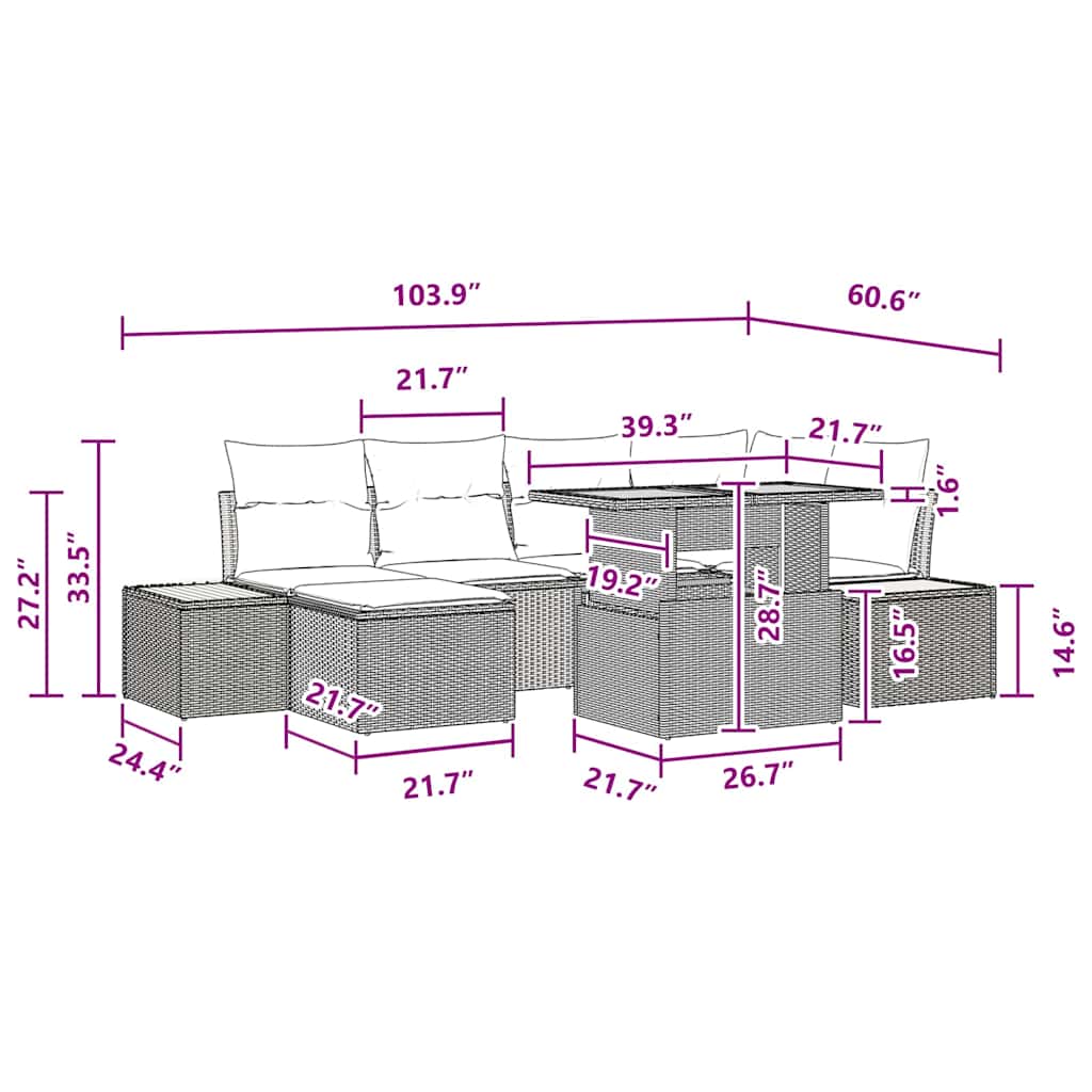 8721158231994_wbg-siz_en_hd_1 vidaXL Garden Dining Set with Cushion 7 pcs Black and Brown - Image 12
