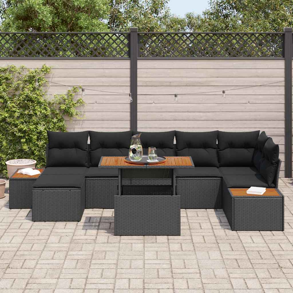 8721158232045_mo-im_en_hd_2 vidaXL Garden Dining Set with Cushion 8 pcs Black and Brown - Image 3